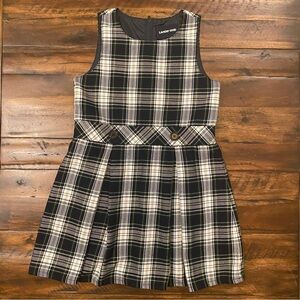 Lands End White Plaid Jumper